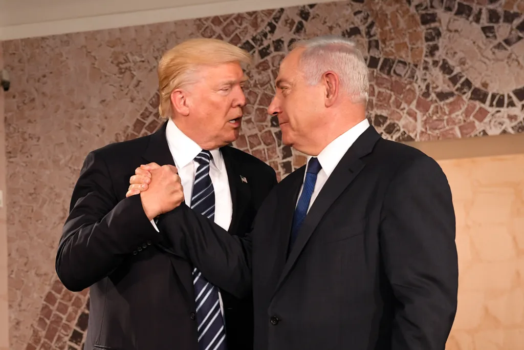 Prime Minister Benjamin Netanyahu and Donald Trump at the Israel Museum