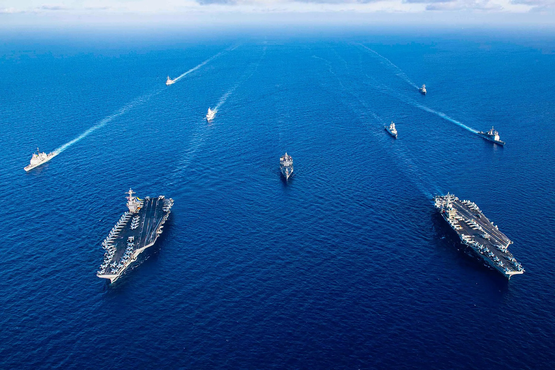 The_USS_Dwight_D_Eisenhower_and_USS_USS_Gerald_R_Ford_carrier_strike_groups_in_November_2023